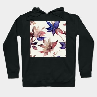 Floral Dusty Pink and Royal Blue Purple Watercolor Hoodie